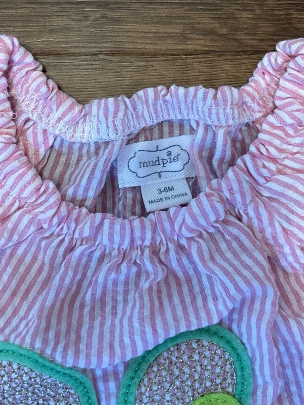Mud Pie 3-6 Months SEERSUCKER TENNIS BABY ROMPER Pink